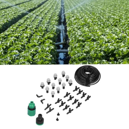 10m DIY Micro Drip Irrigation Kit with 4/7mm PVC Water Hose, Automatic Mist Watering System with Atomizing Nozzles & Fittings for Potted Plants, Garden Yard Irrigation