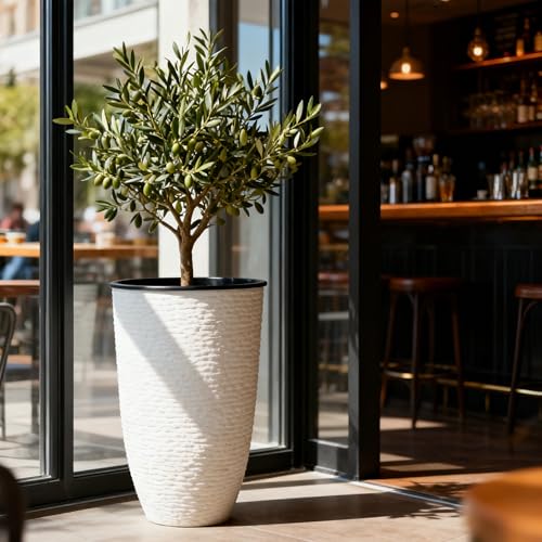 Worth 21" H White Tall Planters with Inside Pots, 2-Pack Large Plant Pots - color: White
