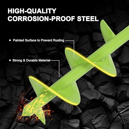 TCBWFY Garden Auger Drill Bit for Planting 3.5"" x16 and 1.6"" x16.5 Auger Drill Bit Plant Flower Bulb Auger Spiral Hole Drill Earth Post Umbrella Bulb Planter Auger for 3/8"" Hex Drive Drill, Green - size: 1.6"x16.5"+3.5"x16"-Green
