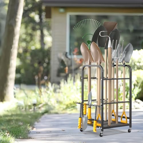 Ultrawall Garden Tool Organizer Stand, Yard Tool Storage Rack with Wheels - size: Small