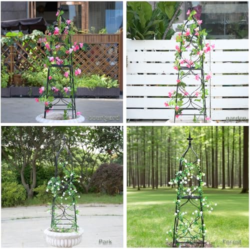 Metal Obelisk Trellis - 38.3"" Climbing Support for Vines & Roses - color: Black