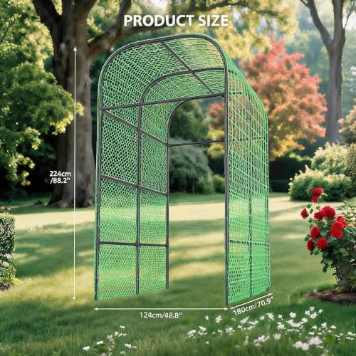 Garden Arch Trellis for Raised Beds, 7.3 FT Metal Cucumber Trellis with Plastic Connectors, u-Shape Plant Support for Climbing Vegetables & Flowers, Weather-Resistant Black - size: 7.5x6x4.1 Ft