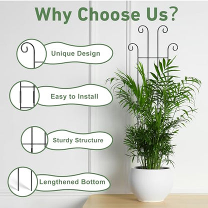 32.6in Tall Plant Trellis Indoor, Metal Garden Trellis for Climbing Plants, Expandable Trellis for Potted Plants for Ivy Pothos Hoya Monstera, 4 Pack - size: 32.6in/4p