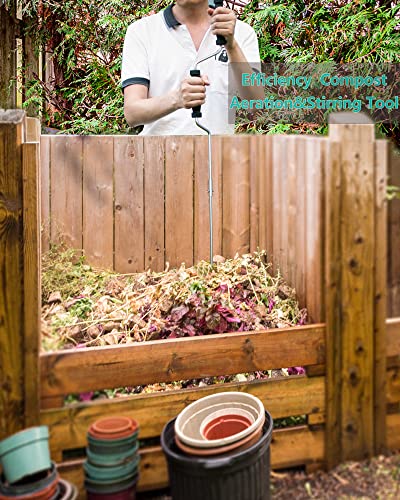 Stainless Steel Compost Aerator Tool - Manual Turner & Mixer for Compost Tumblers and Bins | Faster Decomposition, Rust-Proof - size: Double Handle