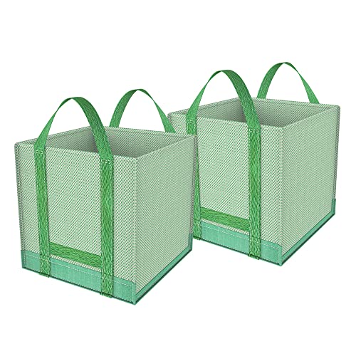 32 Gallons Reusable Garden Waste Bags, Yard Waste Bags, Lawn/Leaf Bags, Heavy Duty Gardening Bags, Integrated Reinforced Handle, Suitable for Collecting Leaves, Pruning Bushes(2-Pack 32Gallons) - size: 1 Count (Pack of 2)