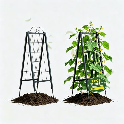 Zhongma 2 Pack Metal Garden A-Frame Trellises Heavy Duty Plant Support - size: 16" x 52.5"H A-Frame 2 Pack