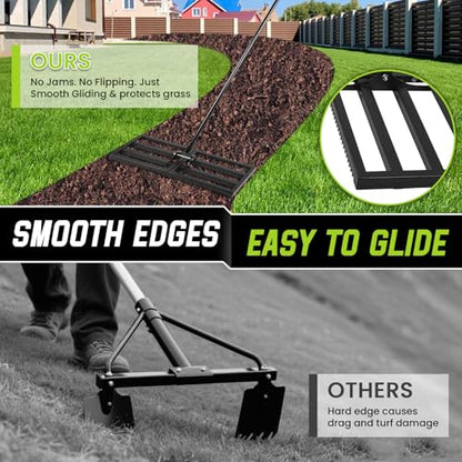 Top Soil Lawn Leveling Rake ,Lawn Sand Flea Rake Leveling 30”x10” Heavy Duty Leveler,Sand Spreader,16-77" Adjustable, for Sand,Top Soil Dressing,Yard Landscape,Ground Soil, Dirt,Grass