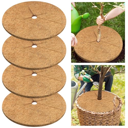 Legigo 4 Pack Coconut Fiber Mulch Ring Tree Plant Protector Mat, 30 Inch - color: 4 Pack, size: 30 Inch