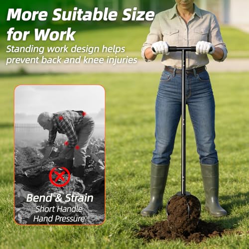 Garden Twist Tiller Cultivator, Manual Hand Tiller Garden Claw Heavy Duty, Lawn Aerator Soil Lossener with Steel Tines and Ergonomic Handle for Garden Bed and Plant Box