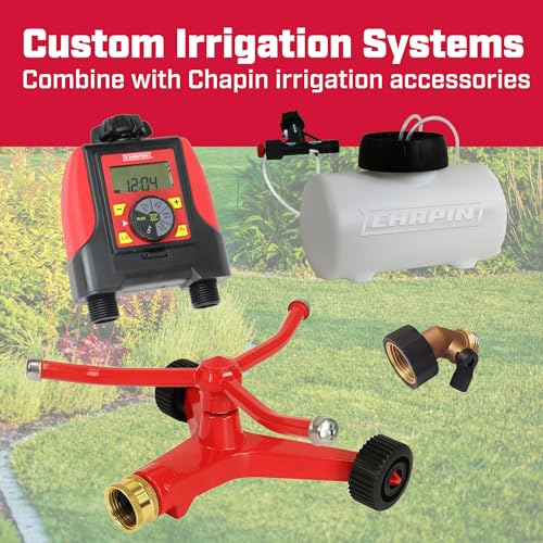 Chapin 4986: 3-Arm Rotary Sprinkler, 360 Degree Automatic for Small Gardens and Lawns, Up to 45ft Coverage Area, Red - style: 3-Arm Rotary Sprinkler