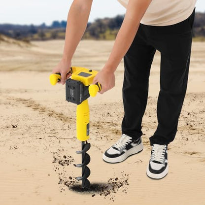 20V Cordless Electric Post Hole Digger with Auger Bit, 350W Motor, Battery-Powered, with Drill Bit and Lithium Battery