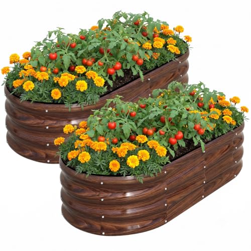 SnugNiture Raised Garden Bed Outdoor 4x2x1ft, 2 Pack - color: Brown