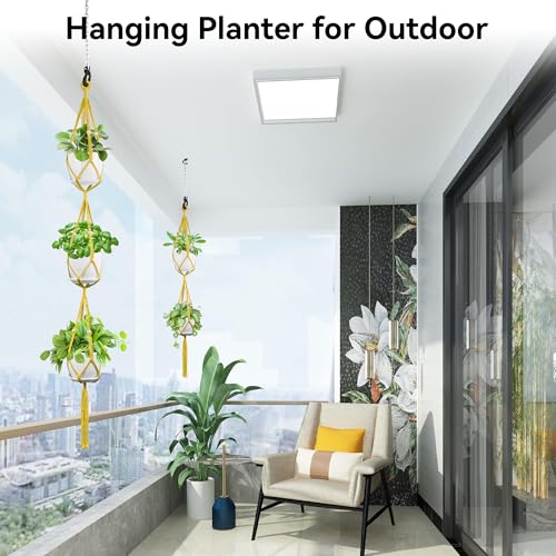 USLAI Macrame Plant Hanger, for Up to 15 Inch Pots, 49+72 Inch, Yellow - color: 72+49 Inch - Yellow