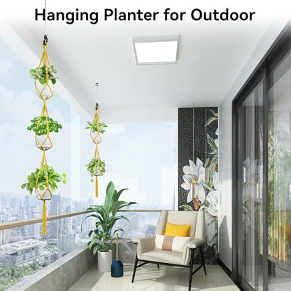 USLAI Macrame Plant Hanger, for Up to 15 Inch Pots, 49+72 Inch, Yellow - color: 72+49 Inch - Yellow