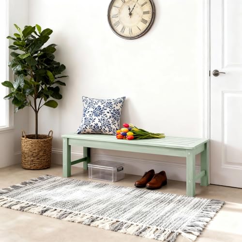 Psilvam 47" Backless HDPE Outdoor Bench for 2-Person, Green, 2pcs - color: Green, size: 2 pack