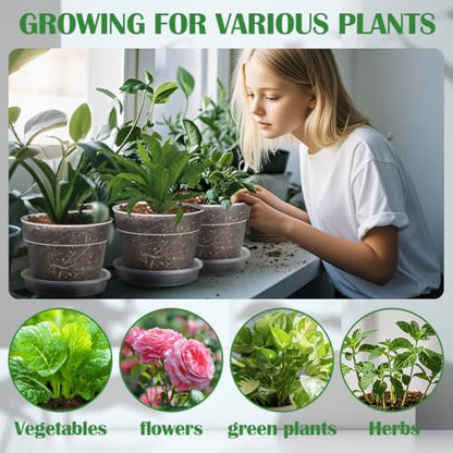 12 Pack 7 Inch Clear Nursery Pots with Saucer, Transparent Plastic Plant Pots with Drainage Holes, Sturdy Plant Starter Pots, Planter Pot for Planting Succulent Flower Herb Vegetable, Gardening Gifts - size: 7 Inch-12P