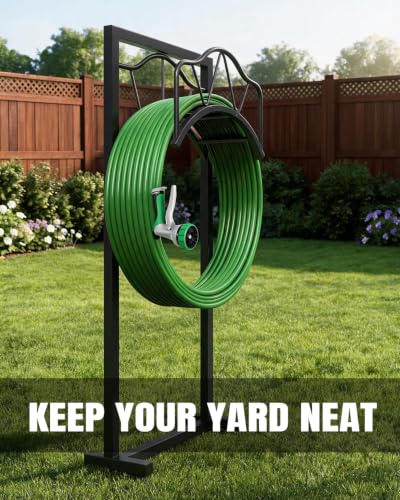 4-Spike Metal Waterproof Freestanding Garden Hose Holder for Outside