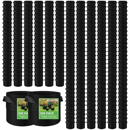LITLANDSTAR 300 Pack Fabric Grow Bags, 7 Gallon Heavy Duty Fabric Pots Thickened Nonwoven Garden Pots with Handles, Reusable Growing Bags for Fruits, Vegetables, and Flowers - size: 7 Gallon