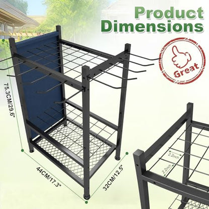 Garden Tool Organizer, Garden Yard Tool Rack for Garage, Garage Organization and Storage, Metal Yard Tools Storage up to 46 Tools/Rake/Broom/shovel/, Suitable for Garage, Yard, Patio, Shed
