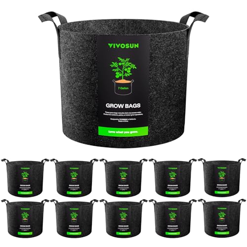 VIVOSUN 10-Pack 7 Gallon Plant Grow Bags Fabric Pots with Handles - size: 7 Gallons, style: 10-Pack