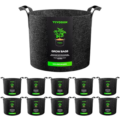 VIVOSUN 10-Pack 7 Gallon Plant Grow Bags Fabric Pots with Handles - size: 7 Gallons, style: 10-Pack
