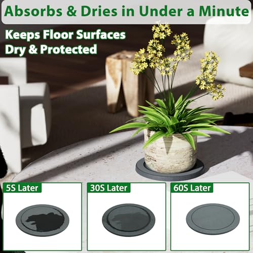 Diatomaceous Earth Plant Saucer, Round Pot Saucers, 2 Pcs 10 Inch - color: 2pcs Grey Medium