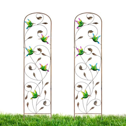 2 Pack Metal Garden Trellis for Climbing Plants - style: Hummingbird