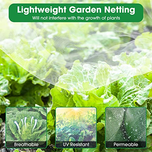 Unves Garden Netting, 10' x 50' Ultra Fine Mesh Bird Netting for Garden - size: 10 x 50 Ft x 1 pc