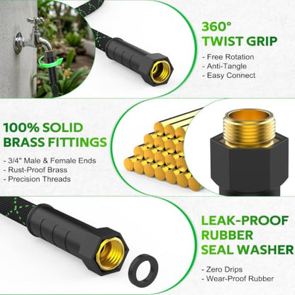 Garden Hose 25 FT, Non-Expandable Kink Free Water Hose,Lightweight Flexible - size: 25ft