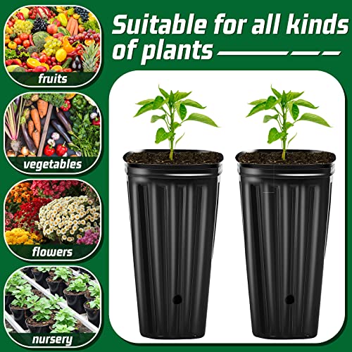 Tessco for you 50 Pcs Planter Pots, 7.8 Inches 0.38 Gallons Square Nursery Pot for Indoor Outdoor Plants, Lightweight Deep Plastic Plant Nursery Container with Drainage Holes