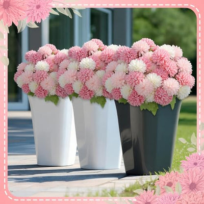 XunYee 12 Pcs Pink Artificial Flowers for Outdoor Silk Chrysanthemums - color: Pink