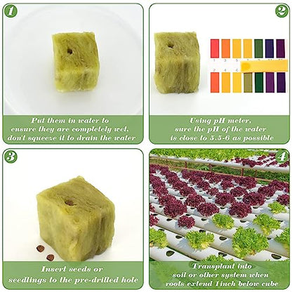 Halatool 1.2 in Rockwool Cubes for Hydroponics, 144 Plugs Seed Starter Cube - color: 4 Sheets, size: 1.2" Cubes