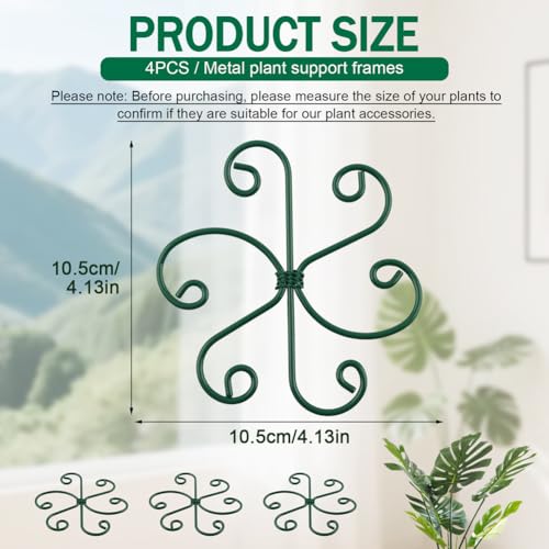 4PCS Iron Monstera Support, Plant Stem Support Uniquely Designed Plant Support Stakes for Indoor Plants, Stable Plant Stakes and Supports, Turtle Shell Bamboo Clamp Set for Thriving Growth