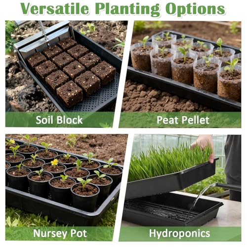 RooTrimmer 10 Pack 1020 Mesh Trays, Extra Strength 1020 Mesh Bottom Trays with Holes, 20'' x 10'', Heavy Duty Propagation Flats for Microgreens, Seed Starting, Soil Blocks, Hydroponics & Wheatgrass - size: 20L x 10W x 2.3 H