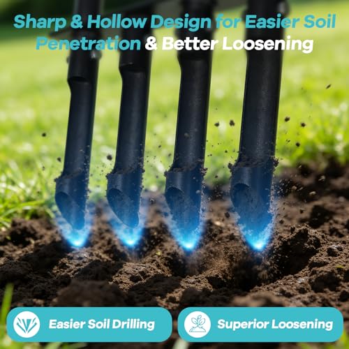 Manual Lawn Coring Aerator, 43" 4-Tine Plug Aerator for Lawn Care