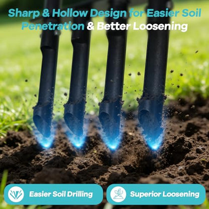 Manual Lawn Coring Aerator, 43" 4-Tine Plug Aerator for Lawn Care