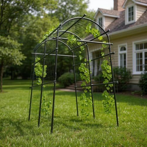 Garvee Metal Garden Arch Trellis, 7.6Ft Black for Raised Beds - size: 7.6x6x3.8 Ft - 7