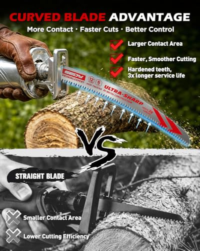 12 Inch Japanese Teeth Reciprocating Saw Blades, Arc Edge Wood Pruning Saw Blades 6TPI for Tree Trimming, Branch Cutting, Green Timber and Wet Wood, 3 Pack - color: 3-Pc 12" Precision Pruning