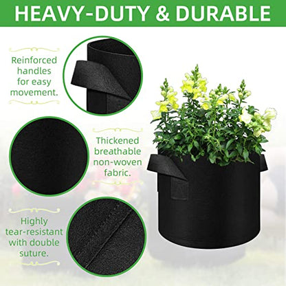 LITLANDSTAR 50 Pack 1 Gallon Plant Grow Bags, Breathable Felt Non-Woven Aeration Fabric Plant Grow Pots, Garden Planting Containers for Nursery Vegetable Flower Grow Bags with Handles (7.1x5.9inch) - size: 1 Gallon