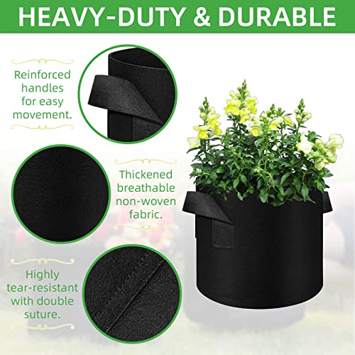 LITLANDSTAR 50 Pack 3 Gallon Plant Grow Bags, Breathable Felt Non-Woven Aeration Fabric Plant Grow Pots, Garden Planting Containers for Nursery Vegetable Flower Grow Bags with Handles (9.8x8.7nch) - size: 3 Gallon