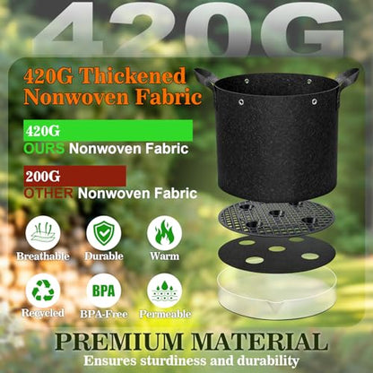 5 Pack 7 Gallon Self-Watering Grow Bags with Reservoir and Support Rings - size: 7 Gallon