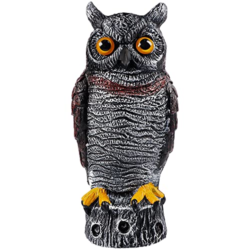 Hausse Fake Owl Decoy Bird Scarecrow Sculpture, 13.6 Inch Plastic Horned Owl Bird Deterrents, Garden Protectors, Nature Enemy Pest Repellent for Outdoor Garden Yard - size: 1 Pack, 13.6 Inch