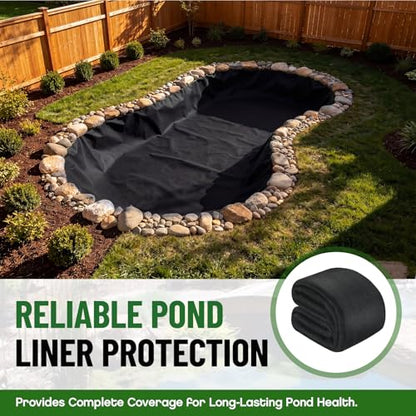 Fanfanwin 20 x 25 ft Pond Liner Underlayment with 10 U-pins, 6oz, Black - color: Black, size: 20X25 Feet, style: Square