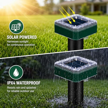 Tirgo Mole Repellent Solar Powered Ultrasonic Snake Repeller for Yard 4 Pcs