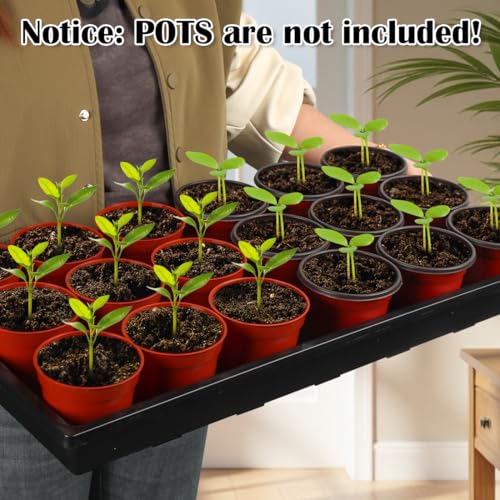 RooTrimmer 1020 Flat Seed Starter Trays 10 Pack, Plastic Nursery Pots Trays & Seeds Potting Plants Tray, Durable Carrying Seedling Starting Tray for Planting (Black) - color: Black, size: TP1020-10P