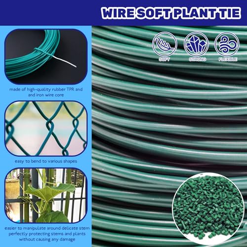 4Pcs 1/2" 65Fts Nylon Garden Tape and 131FtsSoft Plant Wire Twist Ties, Reusable Plant Tie Strap Adjustable Plant Support Gardening Supplies for Climbing Plants, Tomatoes, Flowers