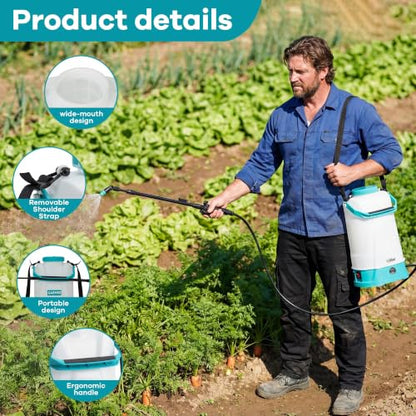 1.32 Gal Battery Powered Sprayer, with Adjustable Shoulder Strap - size: 1.32 Gal