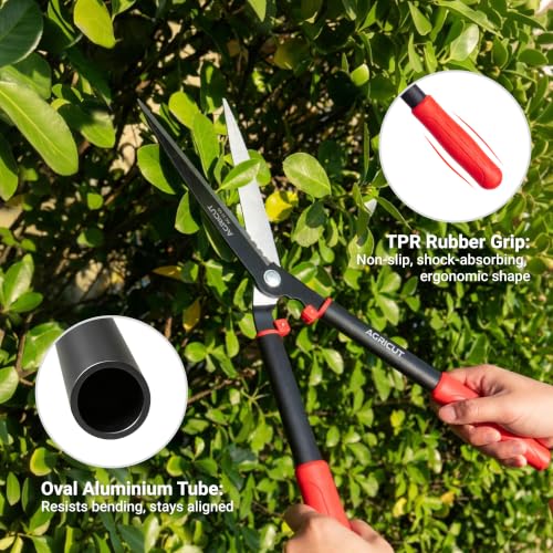 AGRICUT Garden Shears for Hedges – 23.6" Hedge Shears with High-Carbon Straight Blade, Teflon Coated, Lightweight 790g – Shears for Gardening, Ideal for Privet, Box, Yew & Thuja - style: Straight Blade
