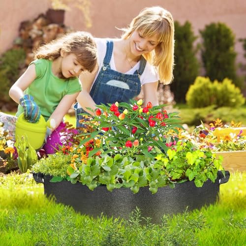 ZtohPyo 2-Pack 15 Gallon Grow Bags,Round Fabric Raised Garden Beds with 2 Handles,Durable Garden Planter Cloth Pots Container to Grow Vegetables for Outdoor Plants - size: 2-pack 15 Gallon