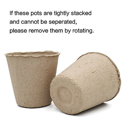 KINGLAKE 100 Pcs 3 Inch Peat Pots, Seeds Starter, Transplant Seedlings With 100 Pcs White Plastic Plant Labels - size: 3 Inch